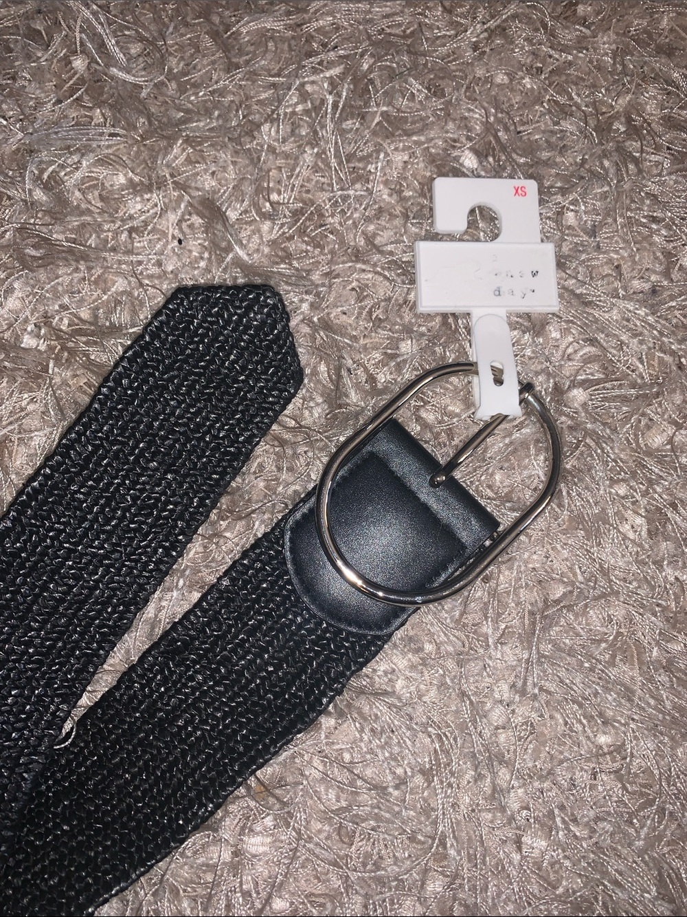 A new day Black Stretch Webbing Belt with Double Ring Buckle - XS